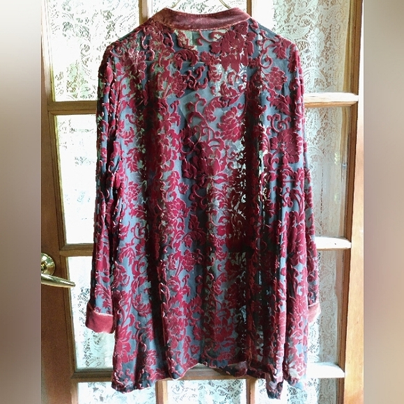 Yi Lin Sheer Silk/Velvet Mandarin Collar Tunic - Picture 4 of 11